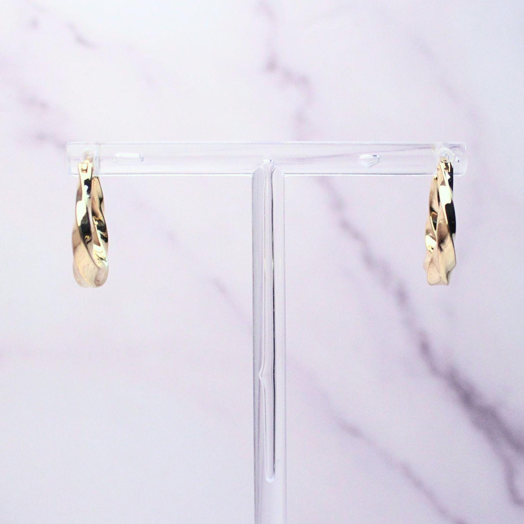 18k Solid Gold Amy Hoop Earrings: Twisted Timeless Statement