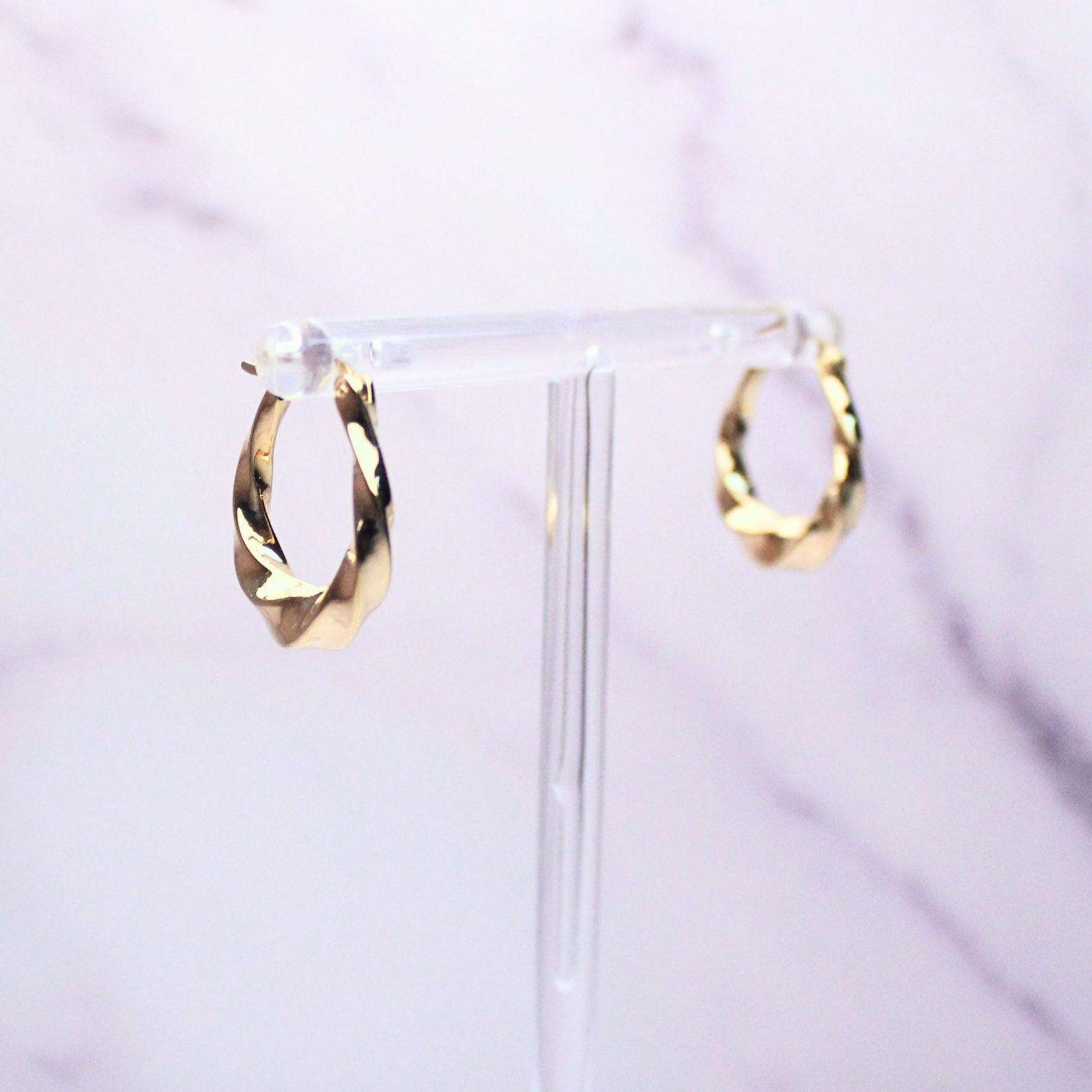 18k Solid Gold Amy Hoop Earrings: Twisted Timeless Statement