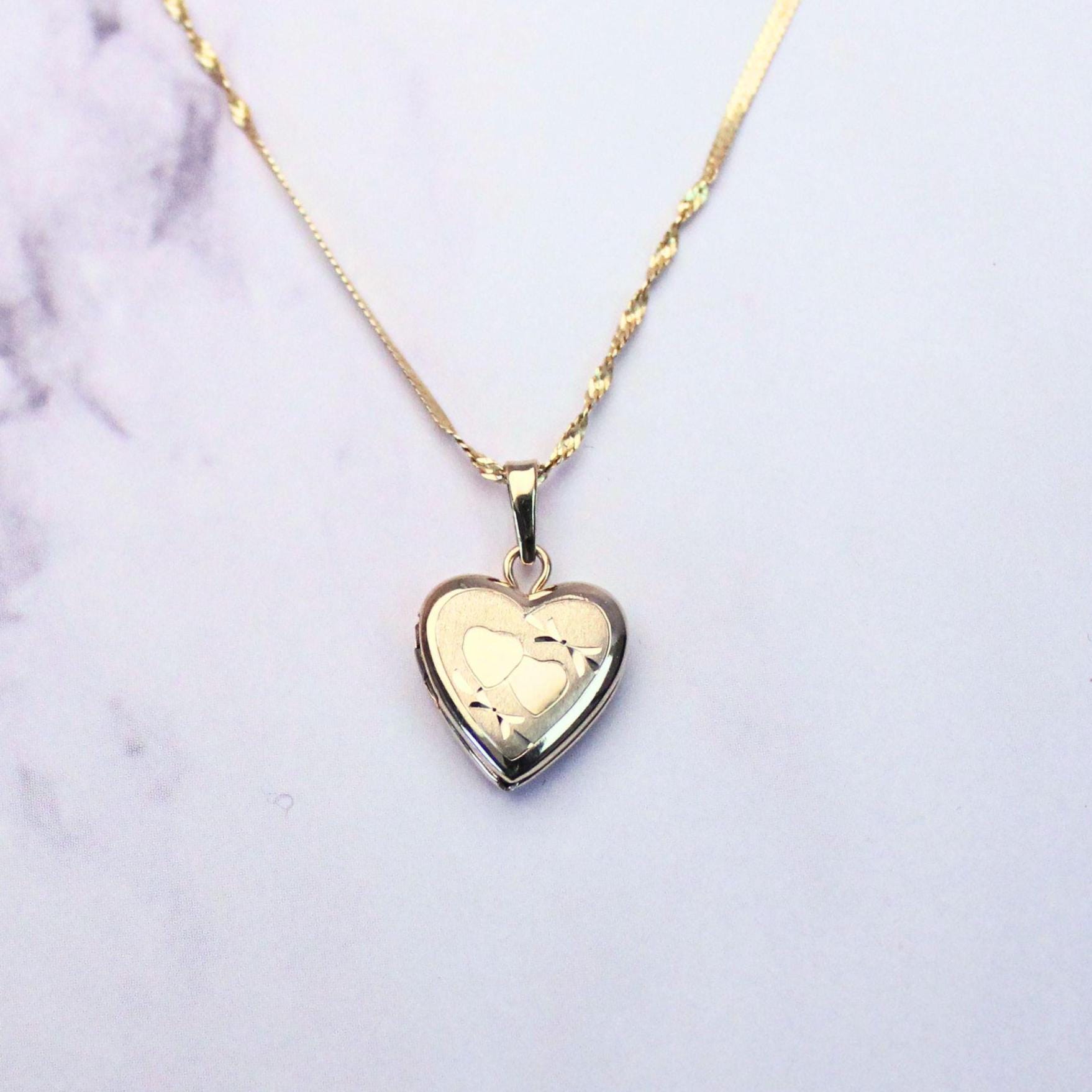 Vintage 14K Solid Gold Mini Heart Locket Necklace – Timeless Keepsake Jewelry