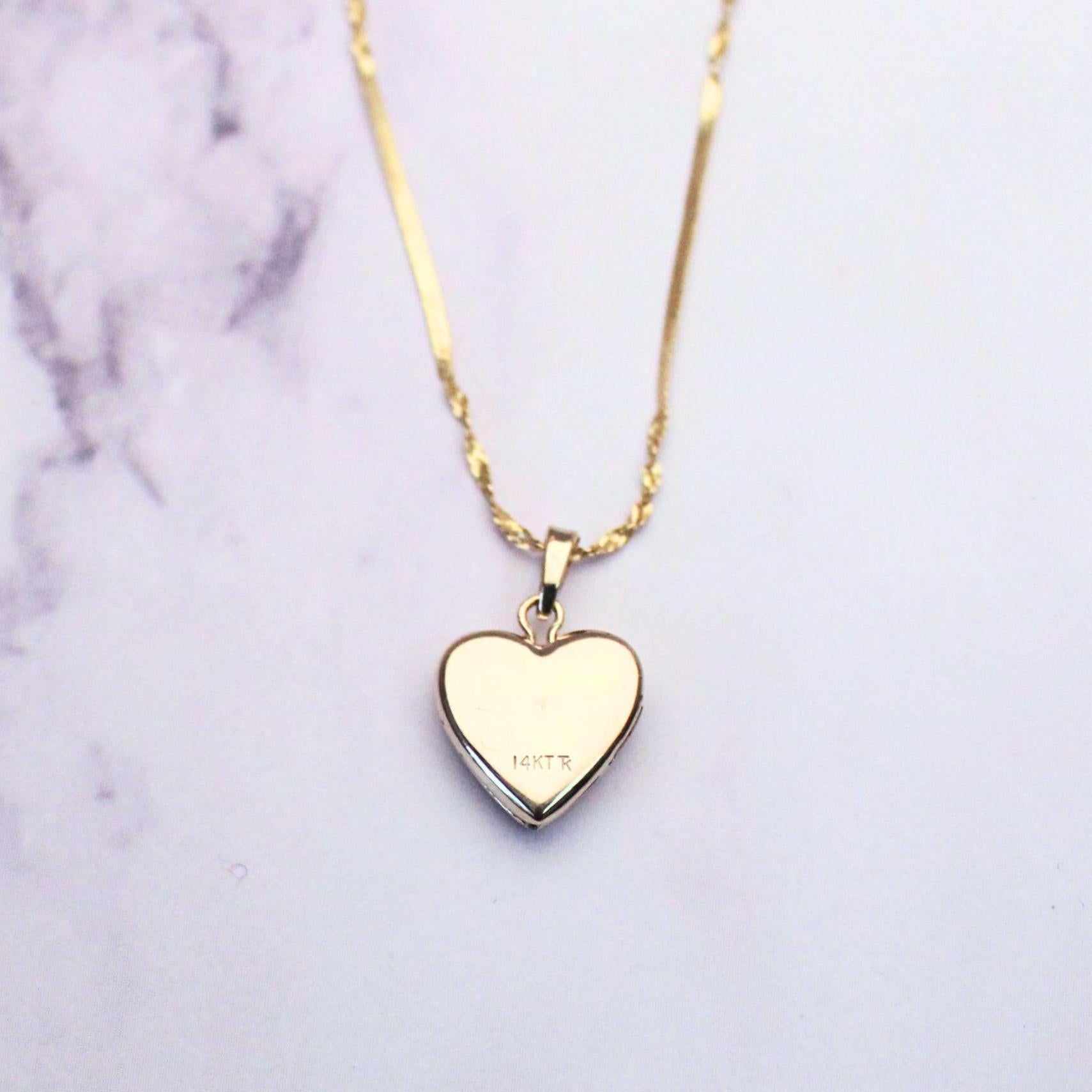 Vintage 14K Solid Gold Mini Heart Locket Necklace – Timeless Keepsake Jewelry