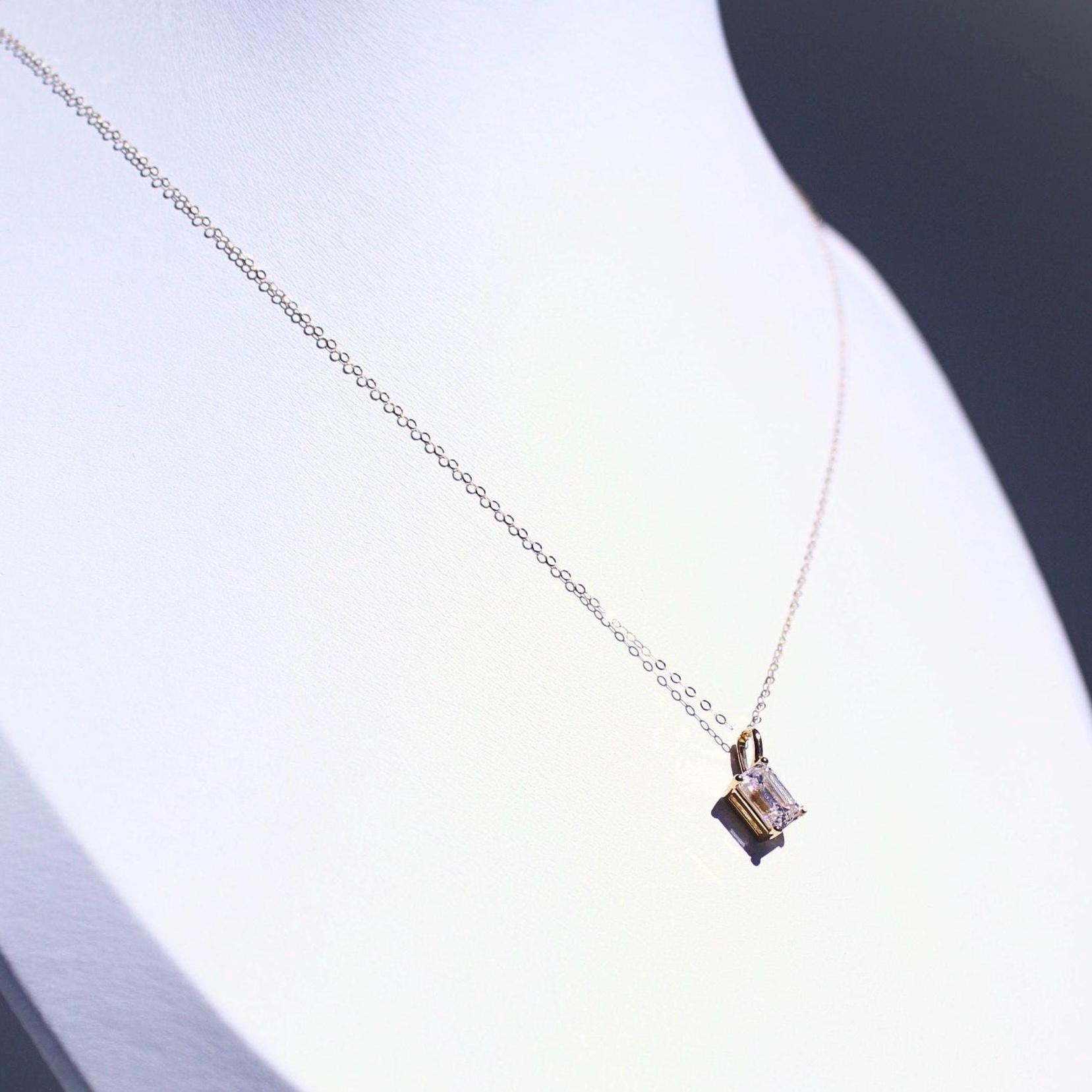 18K Gold 1 Ct Moissanite Chloe Necklace – Elegant Solitaire Pendant