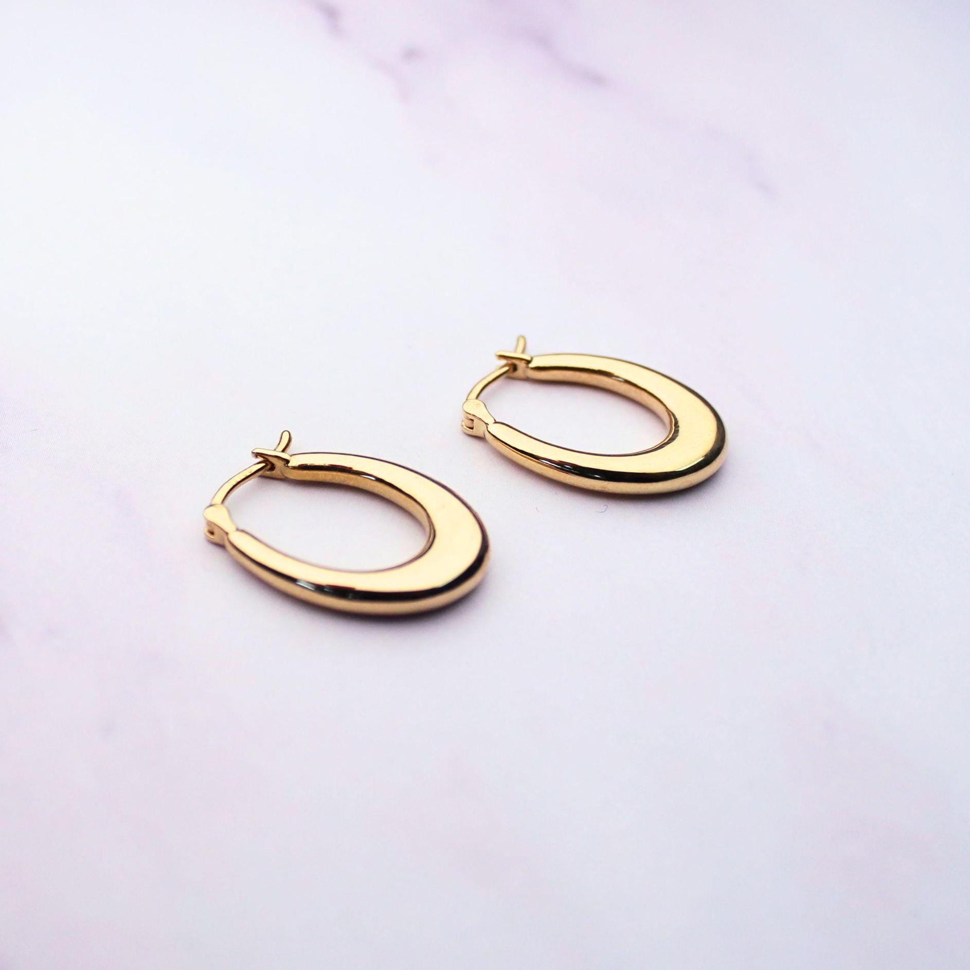18K Solid Gold Petite Eva Hoop Earrings – Everyday Luxury