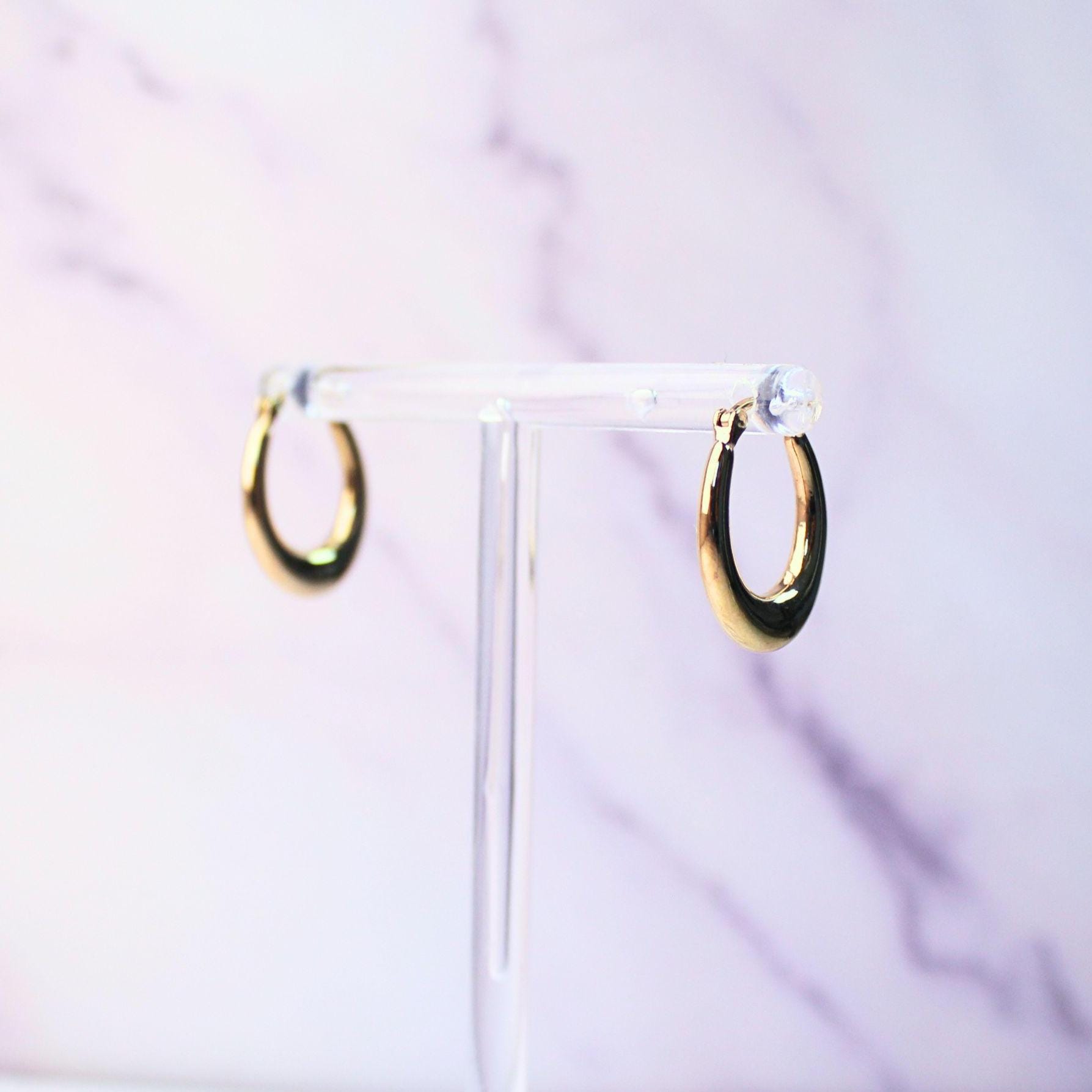 18K Solid Gold Petite Eva Hoop Earrings – Everyday Luxury