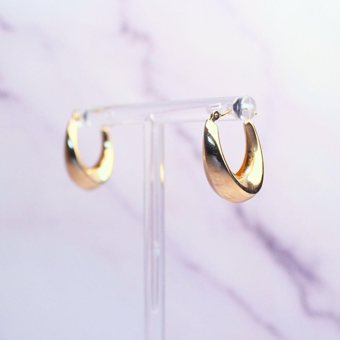 Vintage 14K Solid Gold Hoop Earrings – Classic Statement Earrings