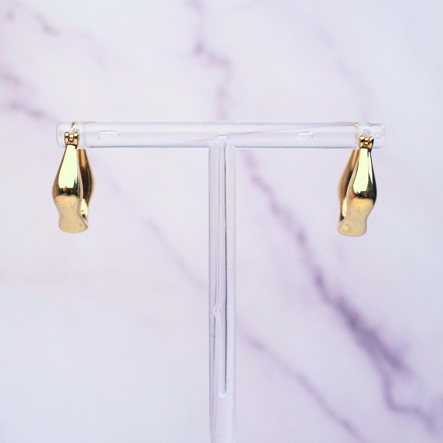 18K Solid Gold Sculptural Kara Hoop Earrings: Modern Statement Earrings