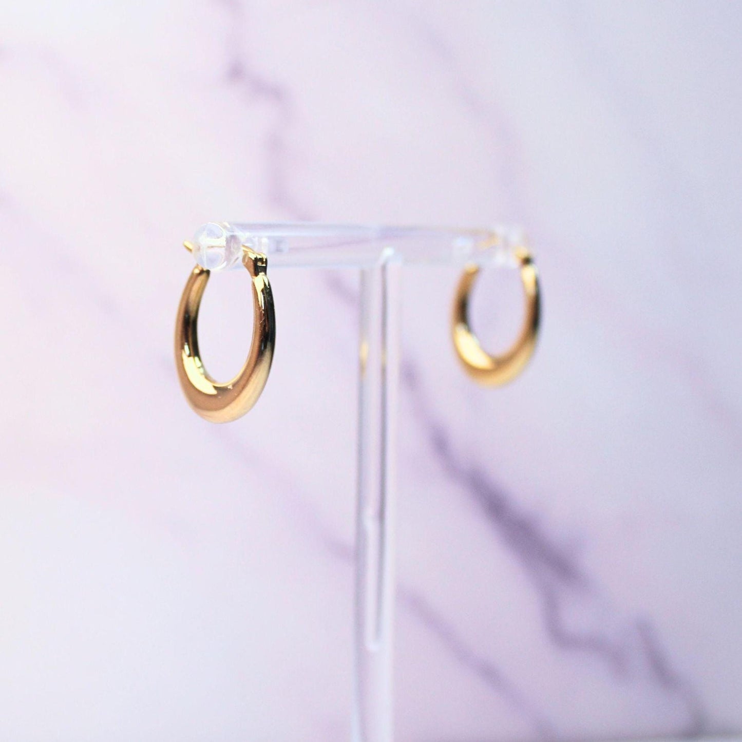 18K Solid Gold Petite Eva Hoop Earrings – Everyday Luxury