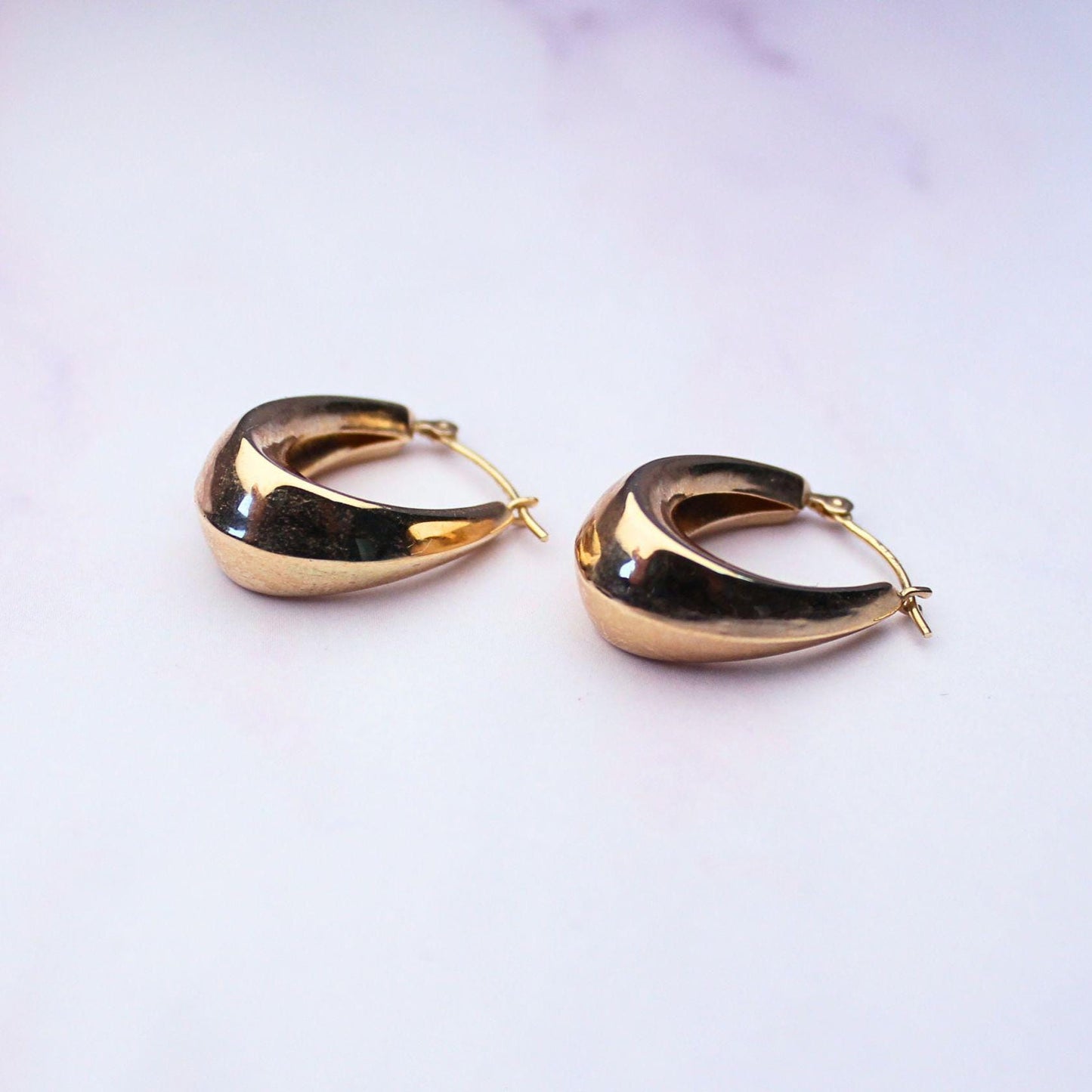 Vintage 14K Solid Gold Hoop Earrings – Classic Statement Earrings