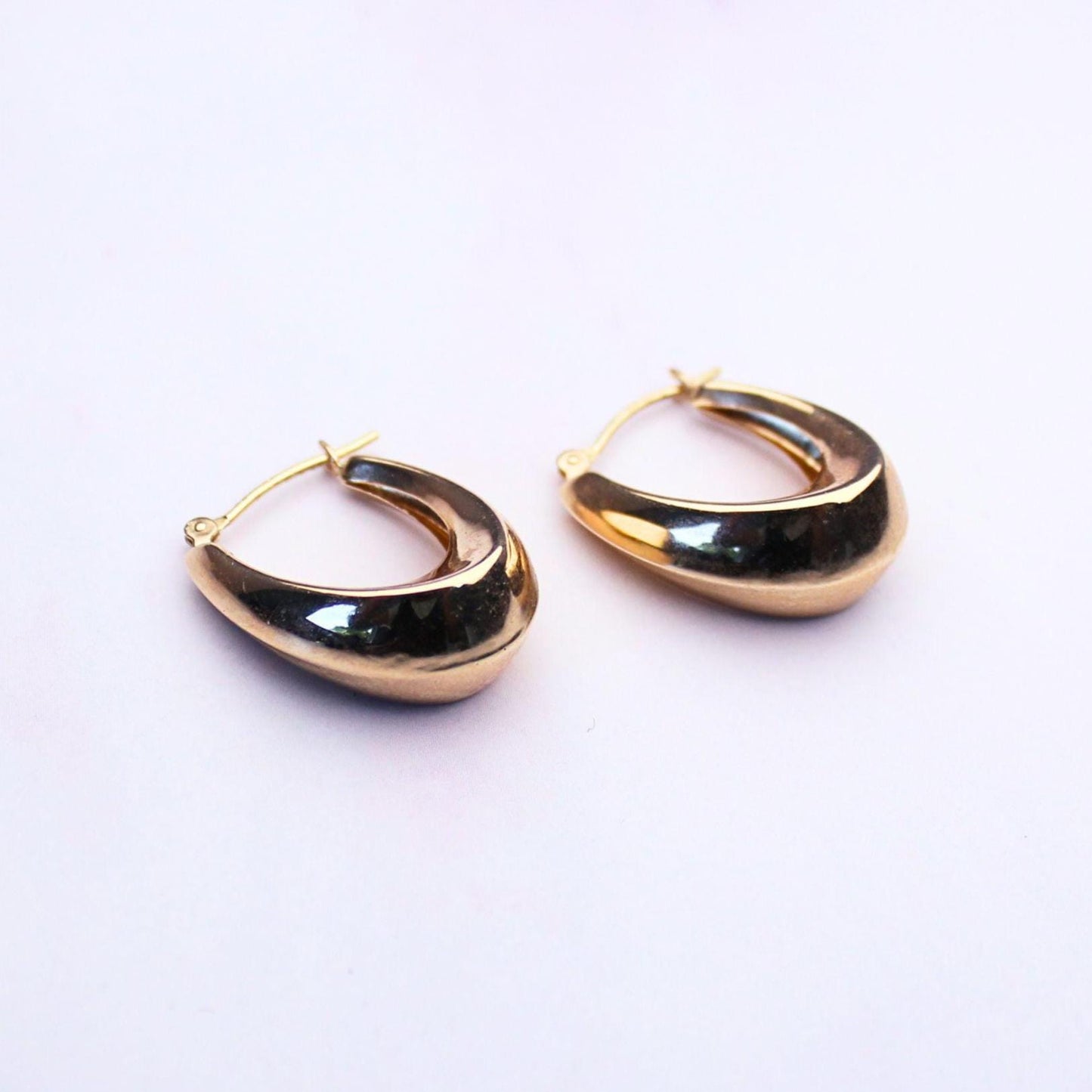 Vintage 14K Solid Gold Hoop Earrings – Classic Statement Earrings