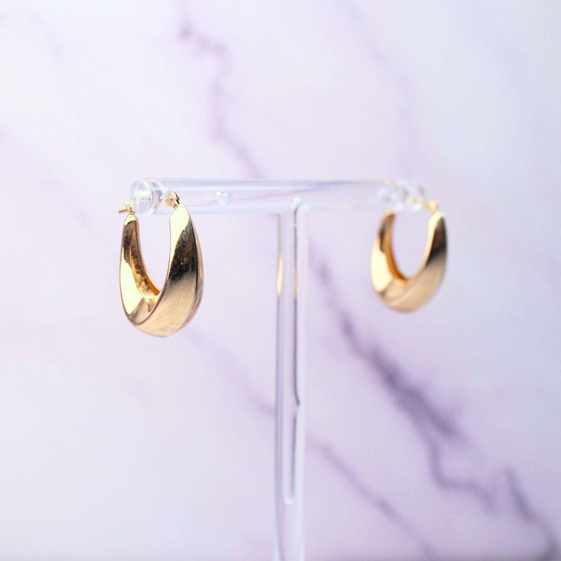 Vintage 14K Solid Gold Hoop Earrings – Classic Statement Earrings