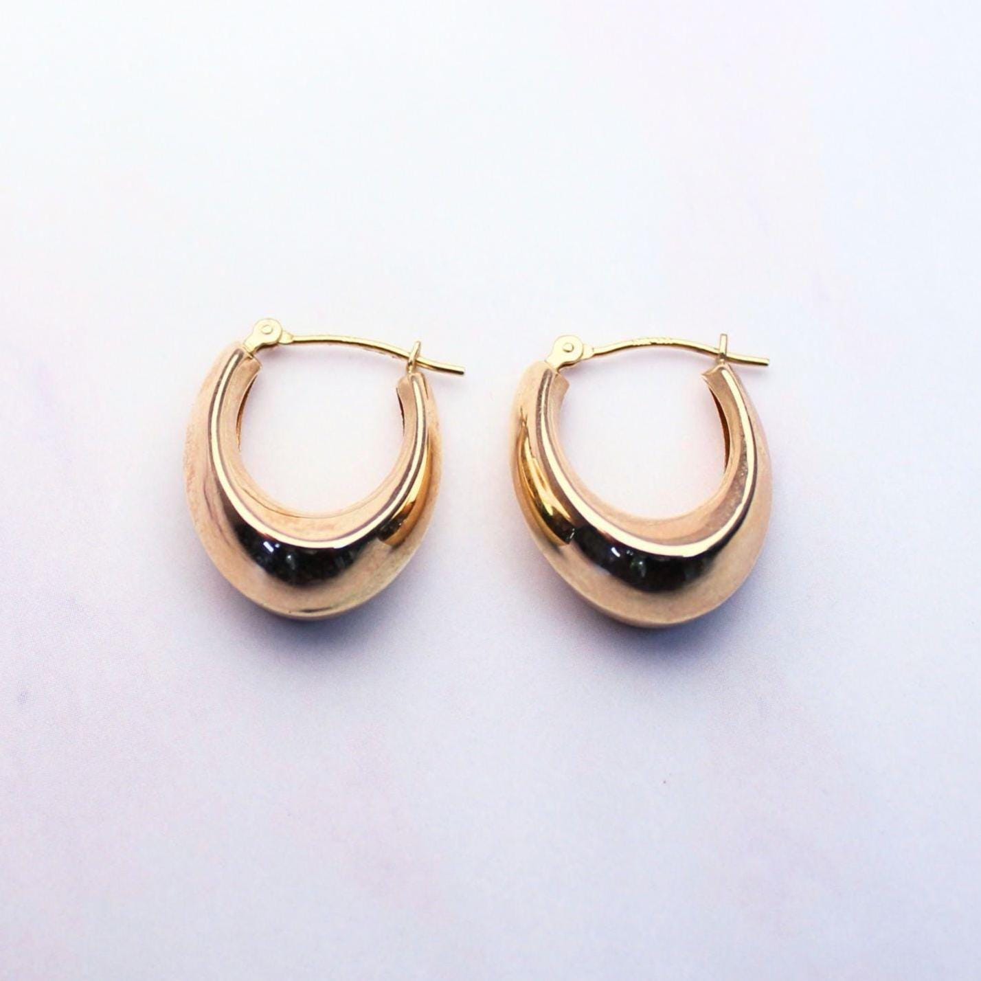 Vintage 14K Solid Gold Hoop Earrings – Classic Statement Earrings