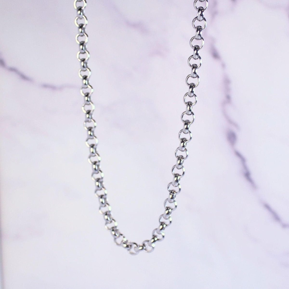 Sterling Silver Polo Chain Capri Necklace – 5mm Wide | 16" Length | Rhodium Plated