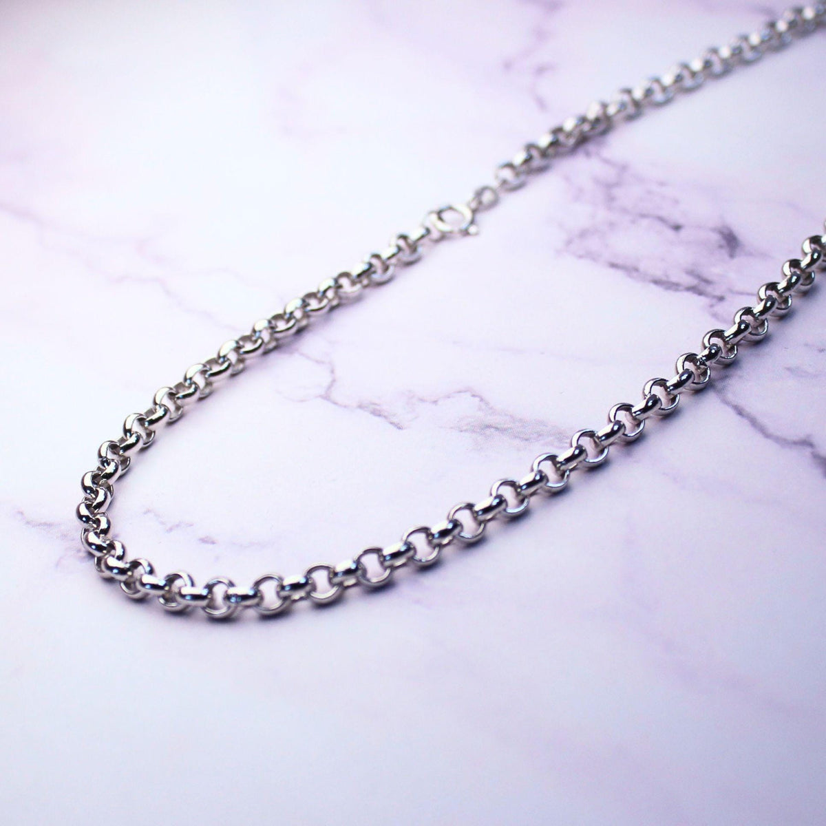 Sterling Silver Polo Chain Capri Necklace – 5mm Wide | 16" Length | Rhodium Plated