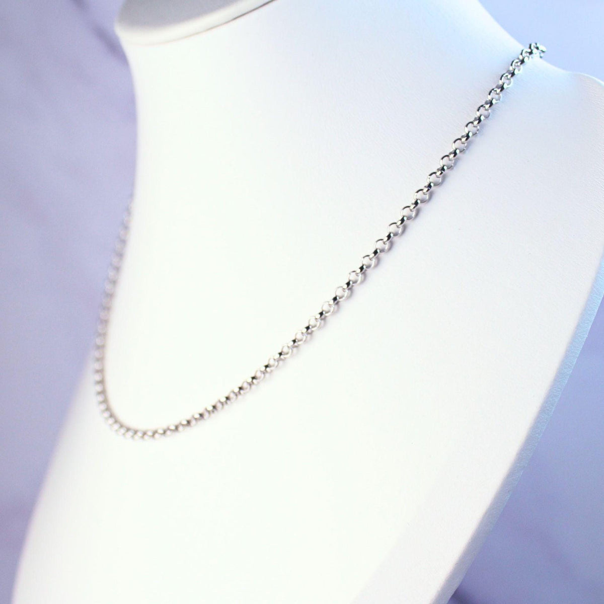 Sterling Silver Polo Chain Elba Necklace – 3mm Wide | 16" Length | Rhodium Plated