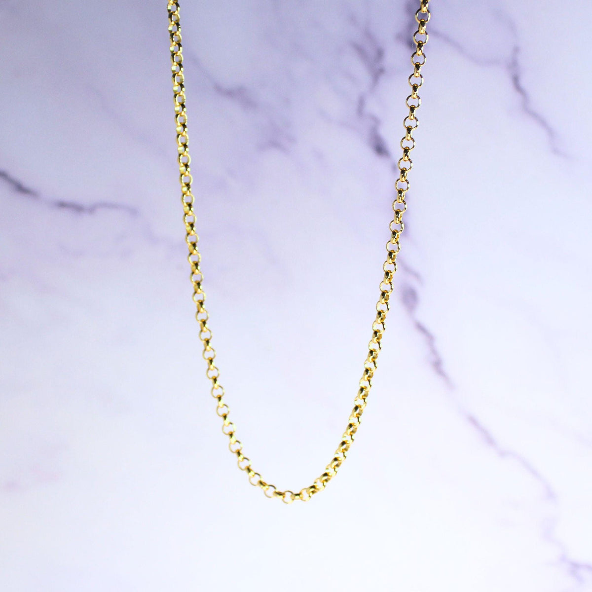 18K Gold Plated Sterling Silver Polo Chain Elba Necklace – 3mm Wide | 16" Length