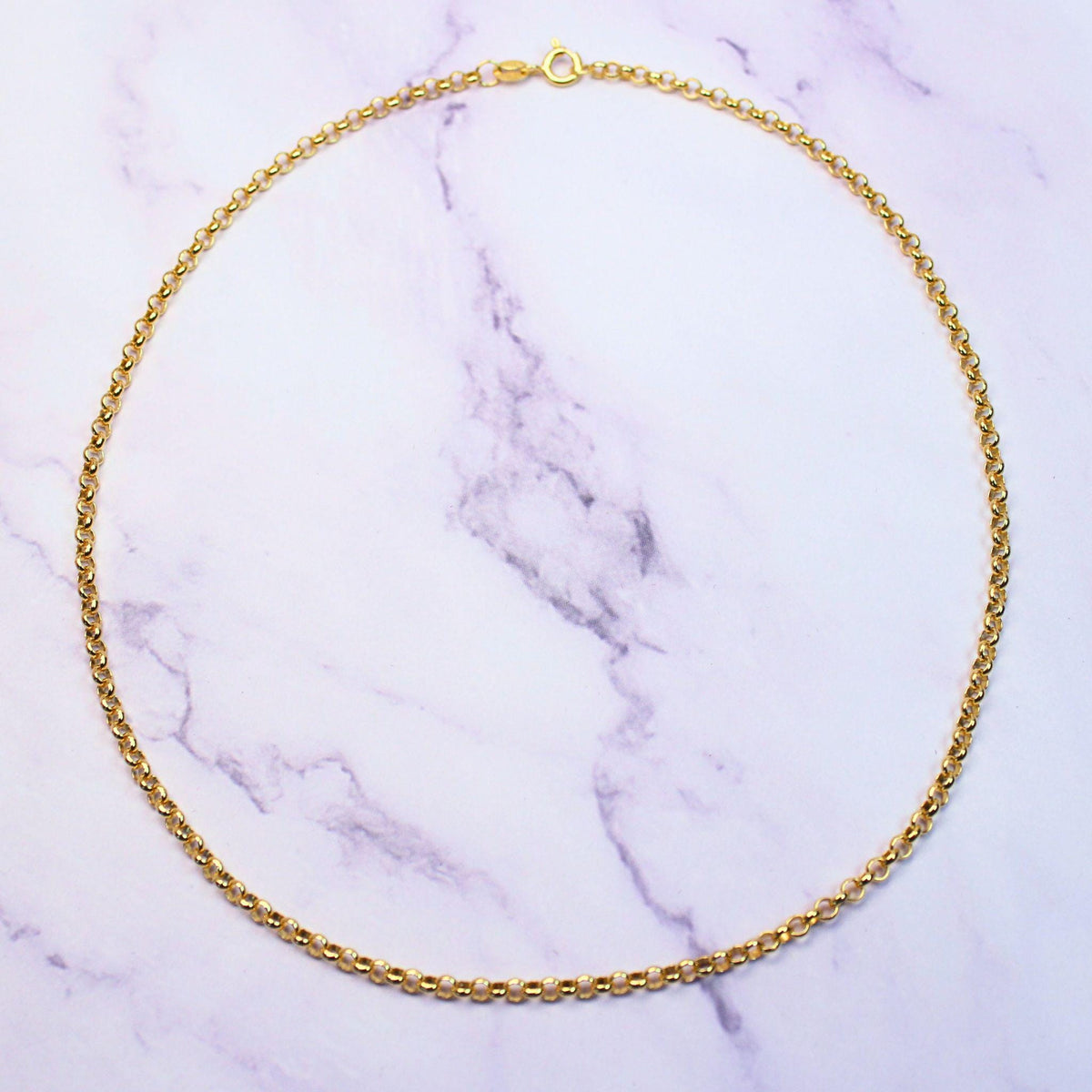 18K Gold Plated Sterling Silver Polo Chain Elba Necklace – 3mm Wide | 16" Length
