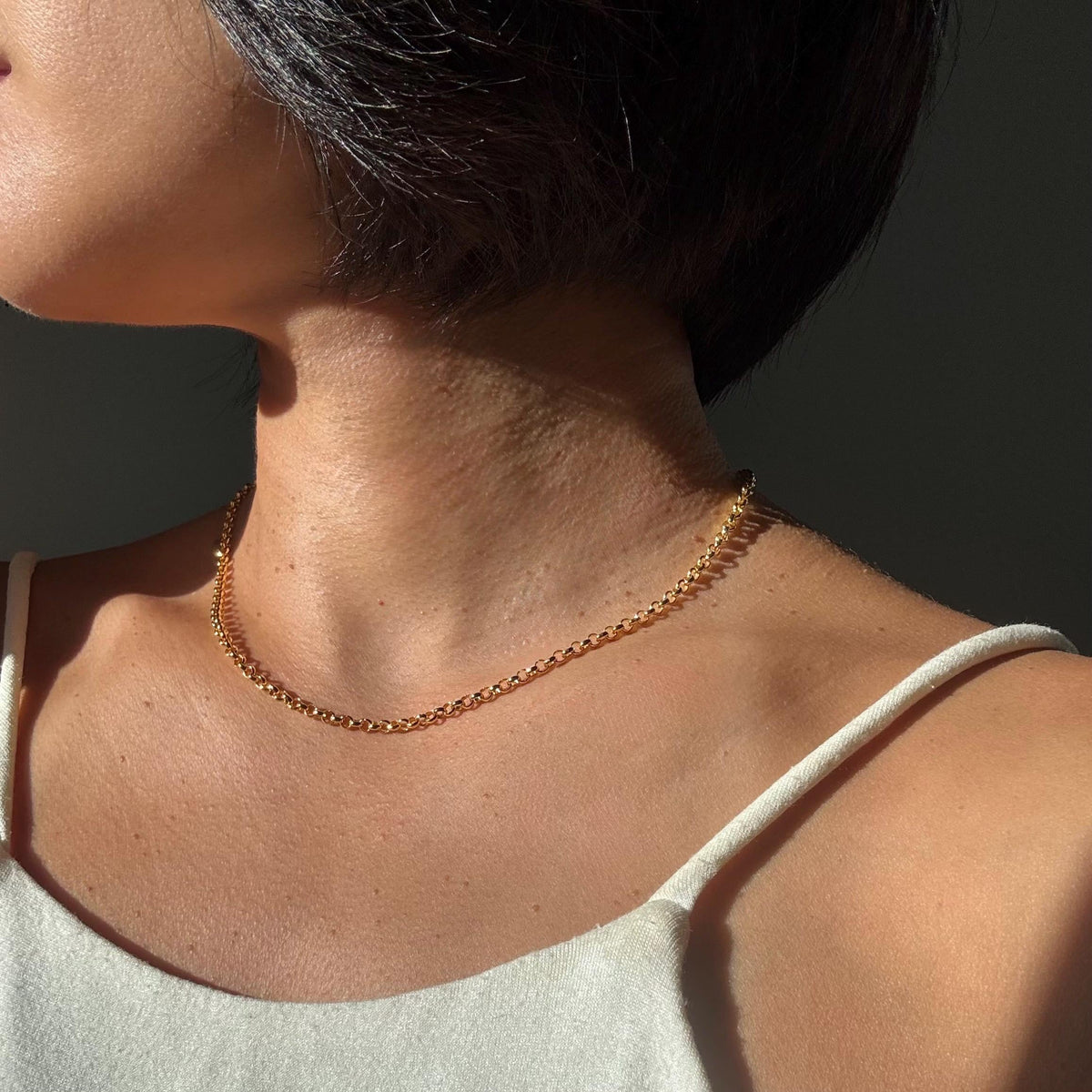 18K Gold Plated Sterling Silver Polo Chain Elba Necklace – 3mm Wide | 16" Length