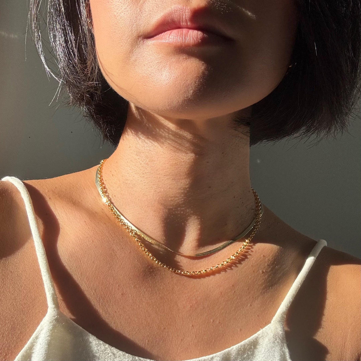 18K Gold Plated Sterling Silver Polo Chain Elba Necklace – 3mm Wide | 16" Length