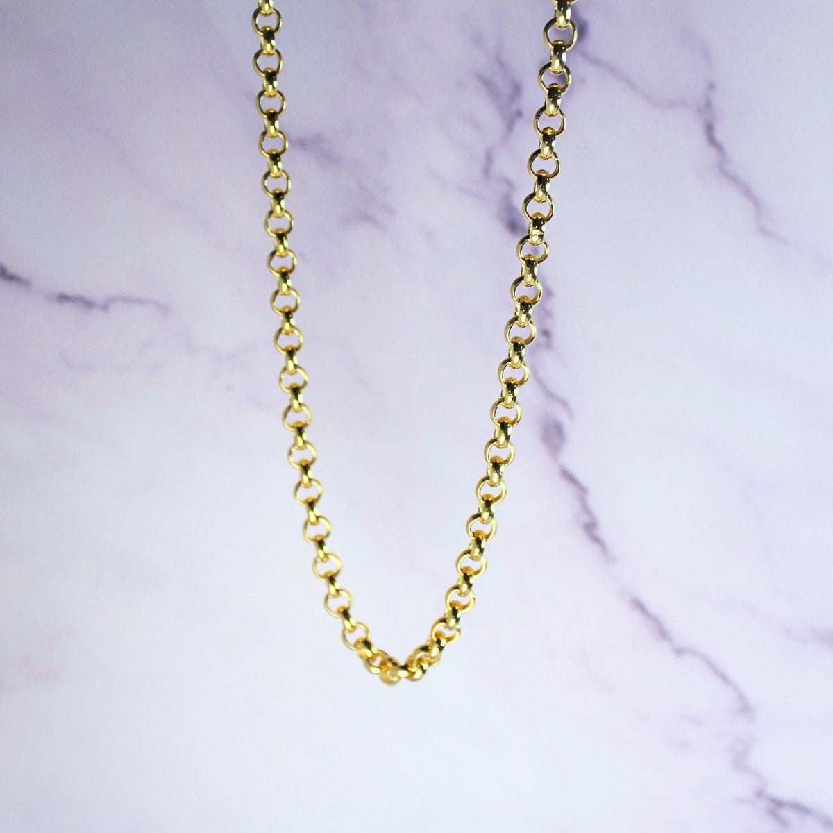 18K Gold Plated Sterling Silver Polo Chain Capri Necklace – 5mm Wide 16" Long