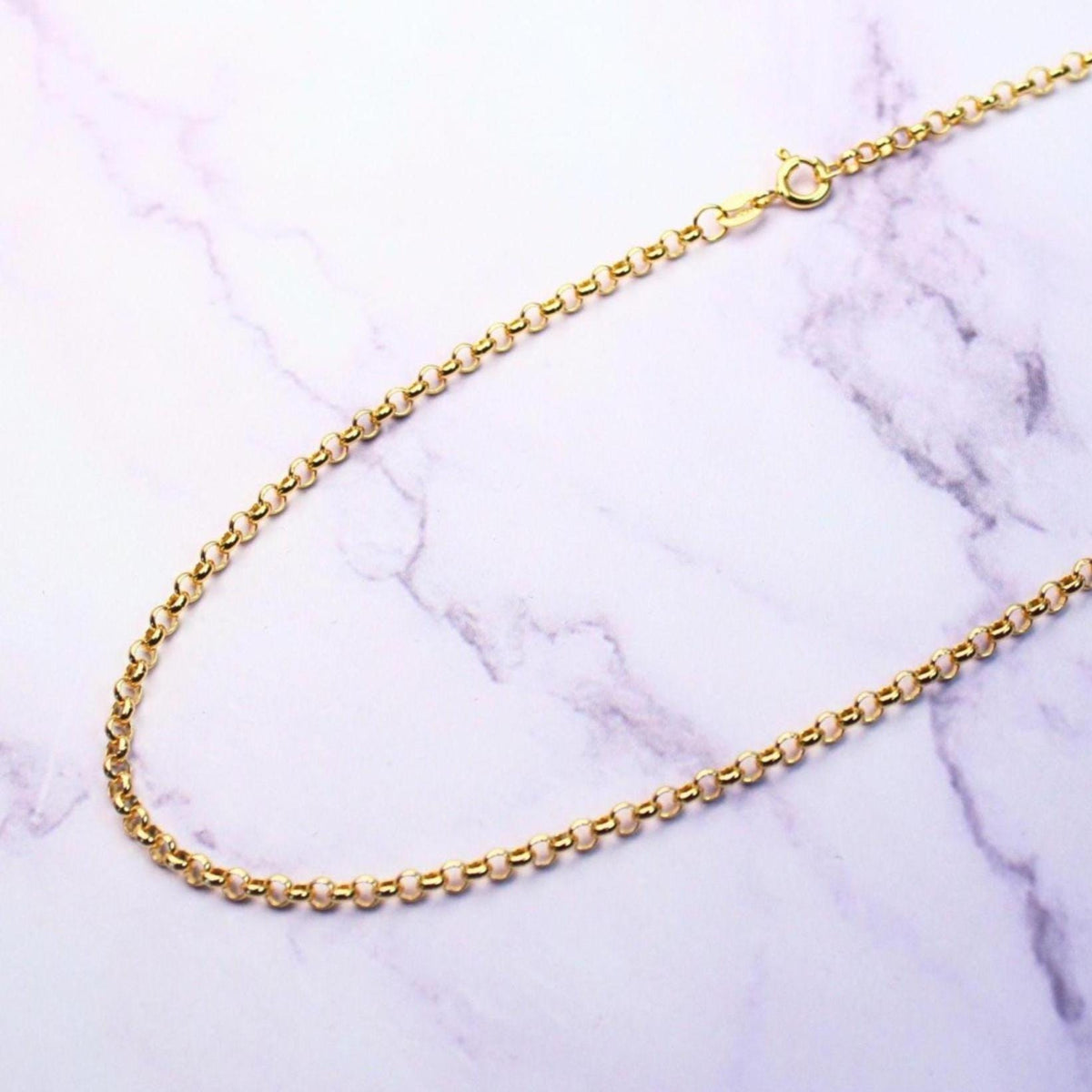 18K Gold Plated Sterling Silver Polo Chain Elba Necklace – 3mm Wide | 16" Length
