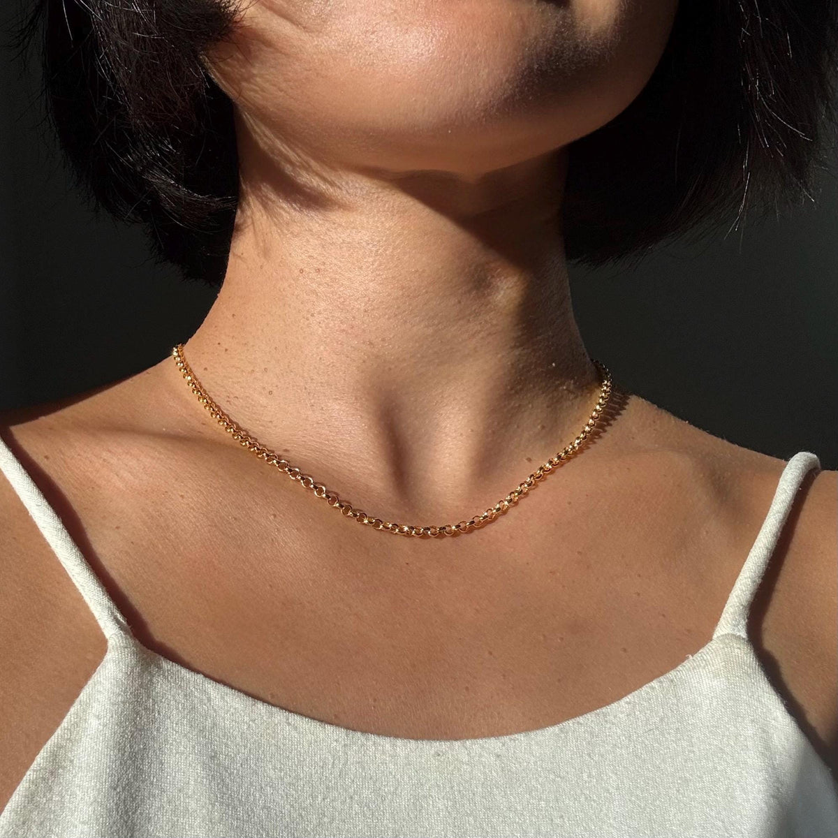 18K Gold Plated Sterling Silver Polo Chain Elba Necklace – 3mm Wide | 16" Length