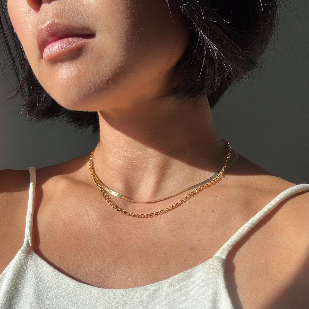 18K Gold Plated Sterling Silver Polo Chain Elba Necklace – 3mm Wide | 16" Length