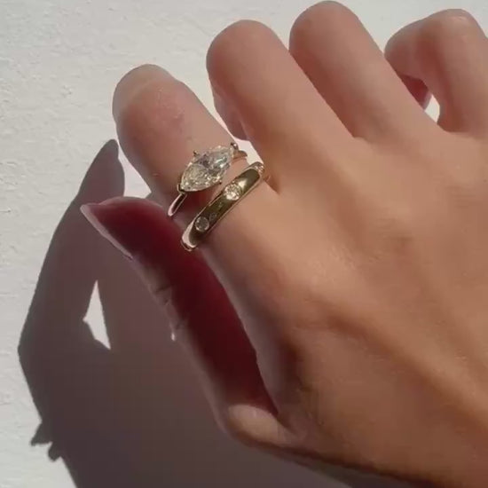14k Gold Freya Ring – 14k Hollow Band with 2ct Marquise Moissanite
