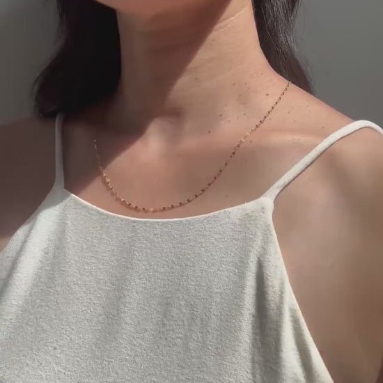 New 18k Solid Gold Mirror Blair Chain Necklace – Dainty & Reflective Luxury – Layering Gold Jewelry