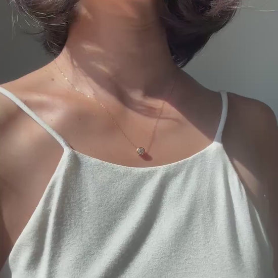 18k Solid Gold 0.5ct Moissanite Solitaire Mae Necklace: Minimalist Bezel Setting