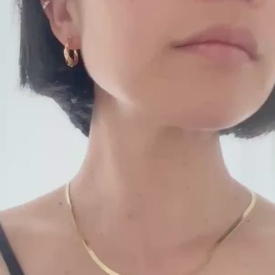 18k Solid Gold Amy Hoop Earrings: Twisted Timeless Statement