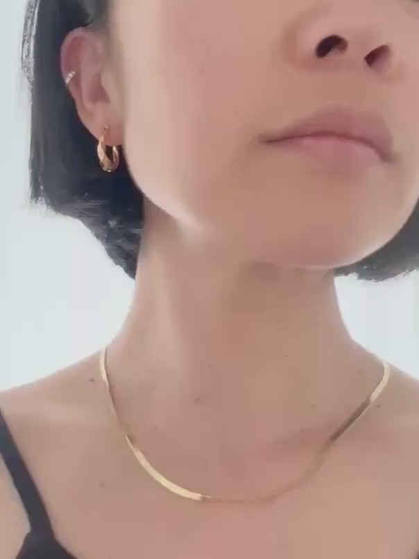 18k Solid Gold Amy Hoop Earrings: Twisted Timeless Statement