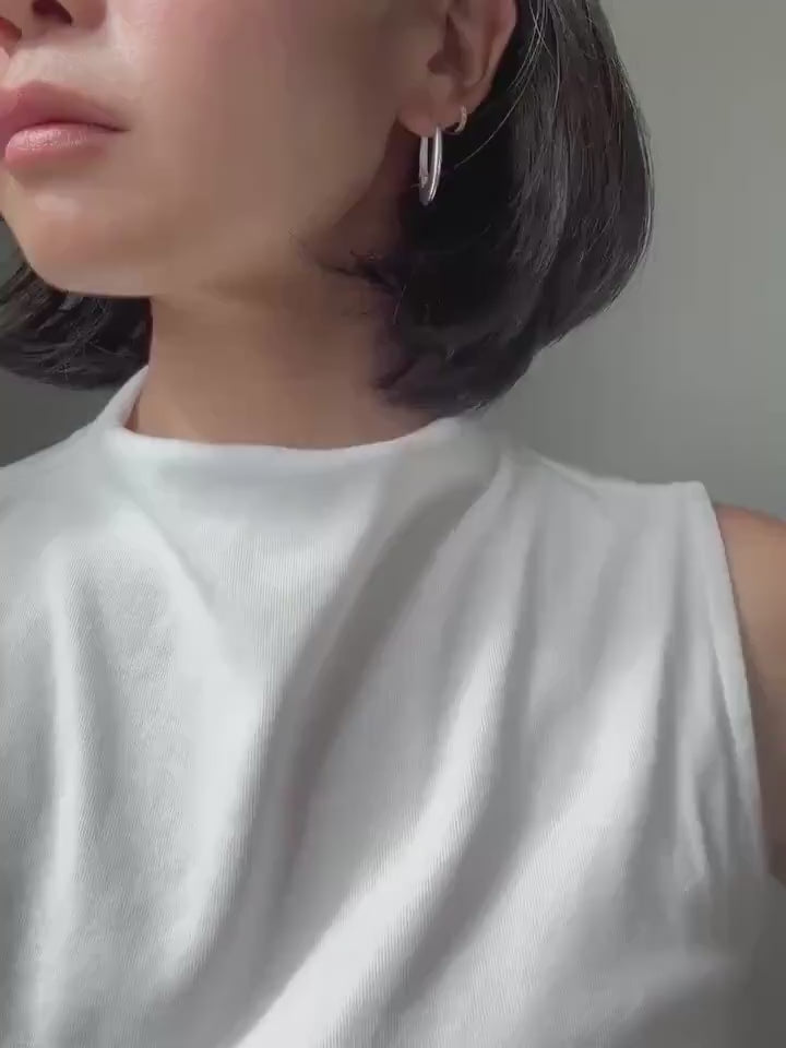 Sterling Silver Oval Mia Hoop Earrings | Modern Minimalist Statement Hoops