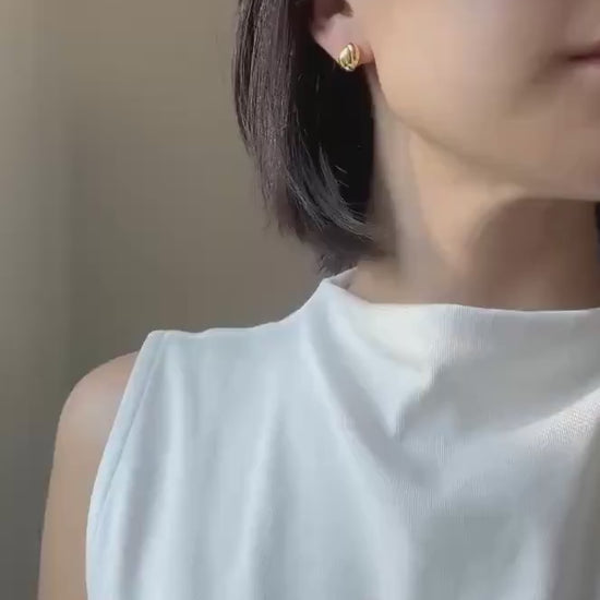 Modern 18k Gold Plated Sterling Silver Dome Vivian Stud Earrings