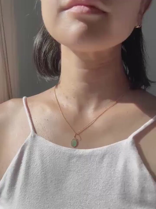 18K Solid Gold Emerald Lori Necklace: Dainty May Birthstone Pendant