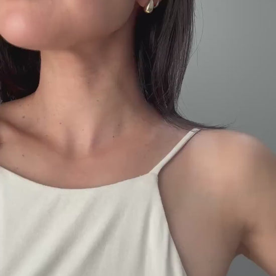 14k Solid Gold Teardrop Stud Lux Earrings: Minimalist Liquid Gold Jewelry