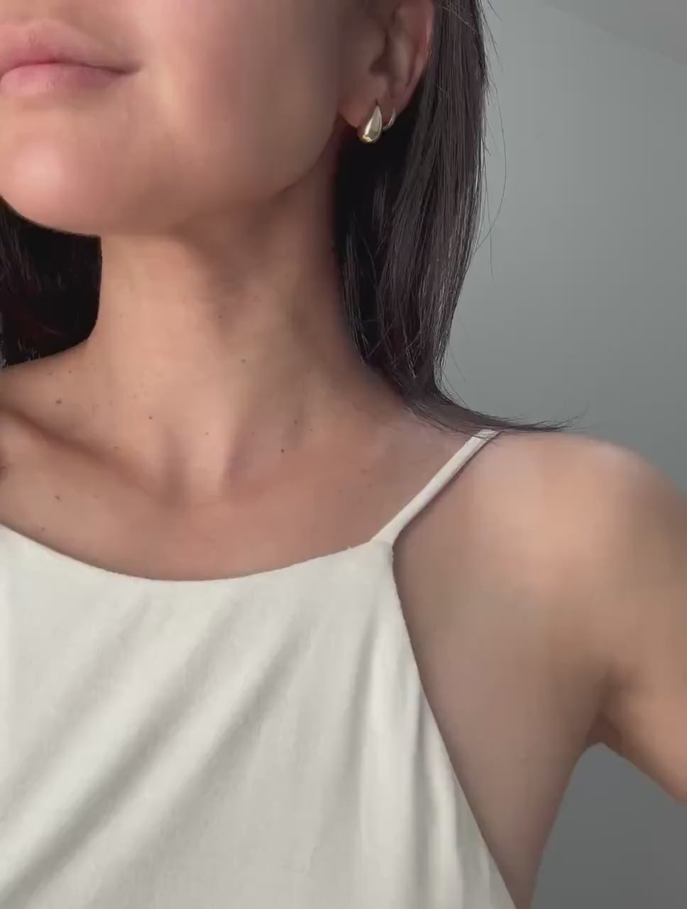 14k Solid Gold Teardrop Stud Lux Earrings: Minimalist Liquid Gold Jewelry