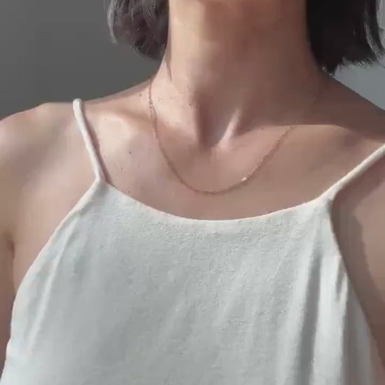 18K Solid Gold Paperclip Chain Gabby Necklace: Dainty Minimalist Jewelry