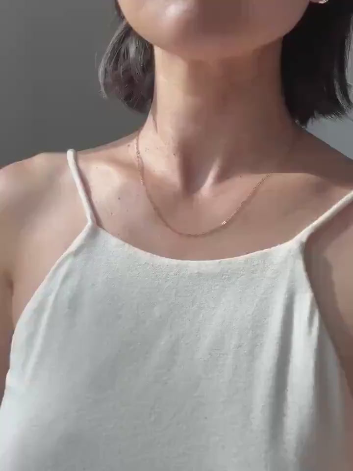 18K Solid Gold Paperclip Chain Gabby Necklace: Dainty Minimalist Jewelry