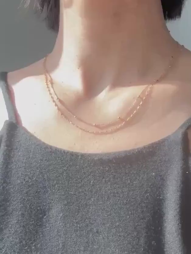 Solid 18k Gold Lip Chain Blair Necklace – Dainty & Reflective Luxury – Layering Gold Jewelry