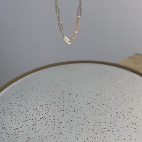 14k solid gold 16” paper clip chain choker necklace precious real gold vintage jewelry