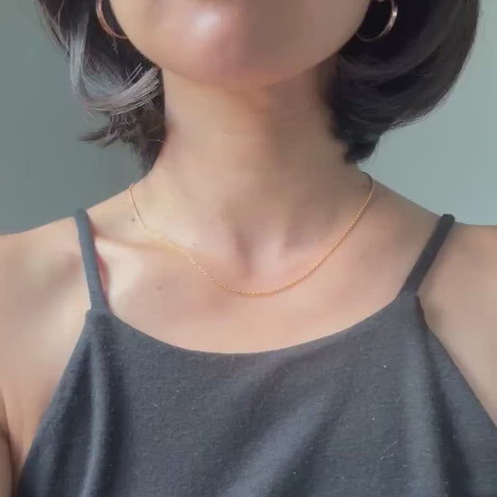 18K Solid Gold Rope Chain June Necklace: Dainty Minimalist Jewelry