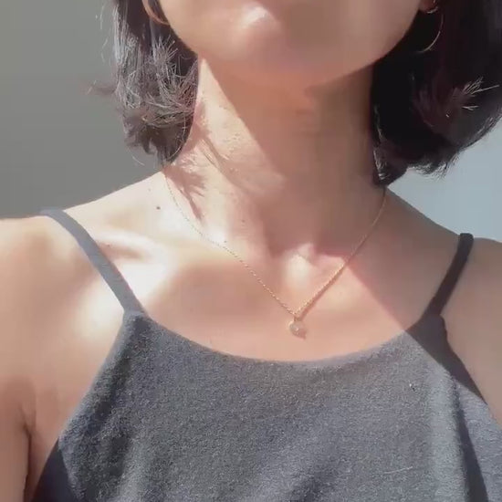 18K Solid Gold Lori Blue Topaz Necklace: Dainty December Birthstone Pendant