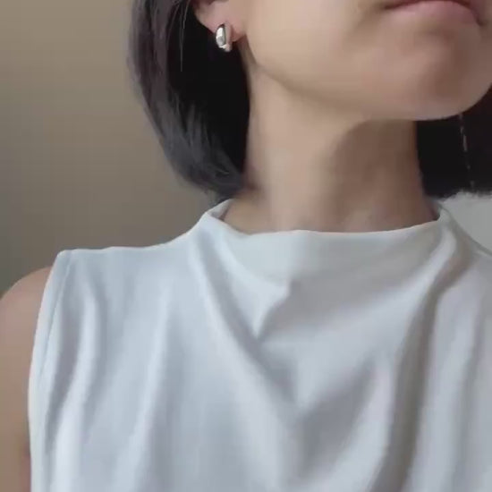 Minimalist Crescent Sterling Silver Zoey Earrings Everyday Statement Jewelry