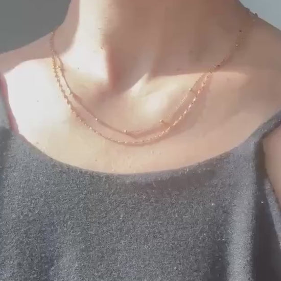 Solid 18K Gold Beaded Chain Melanie Necklace – Delicate Everyday Luxury