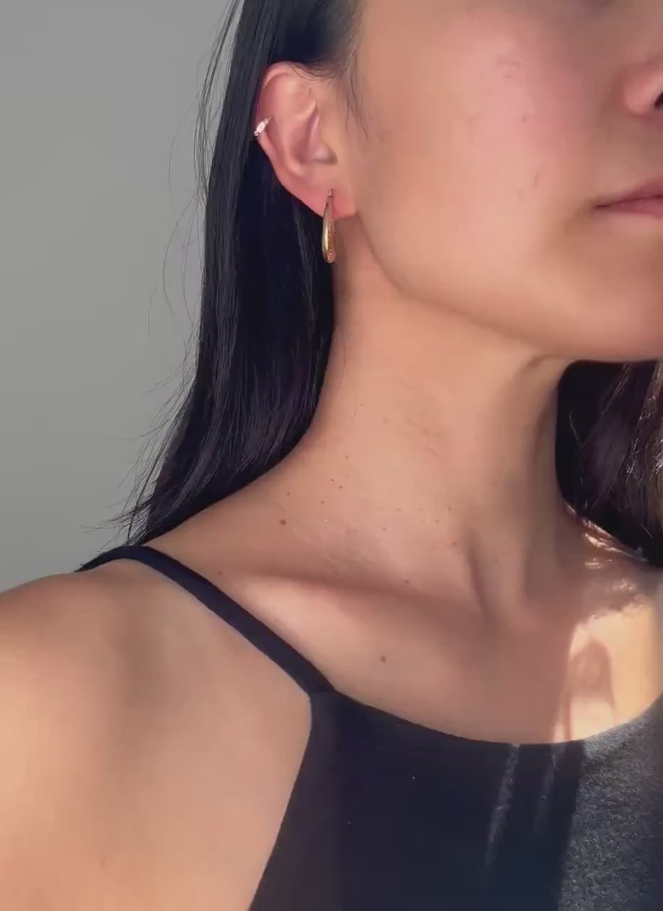 14k solid gold Twisted Teardrop Hoop Earrings – Vintage Elegance precious jewelry