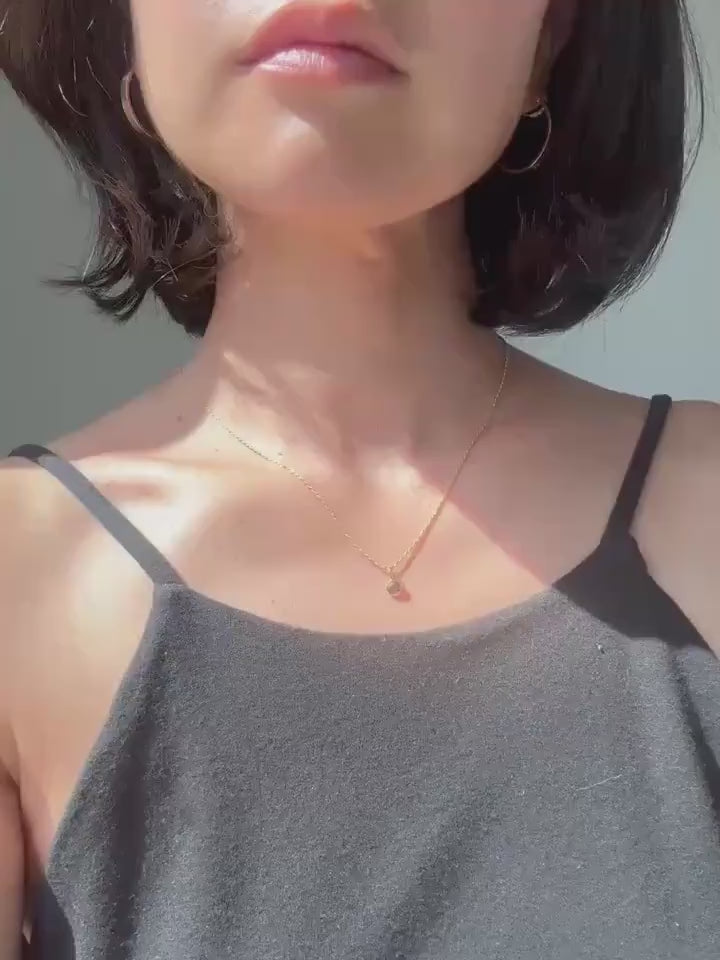 18K Solid Gold Lori Smoky Quartz Necklace: Minimalist Gemstone Pendant