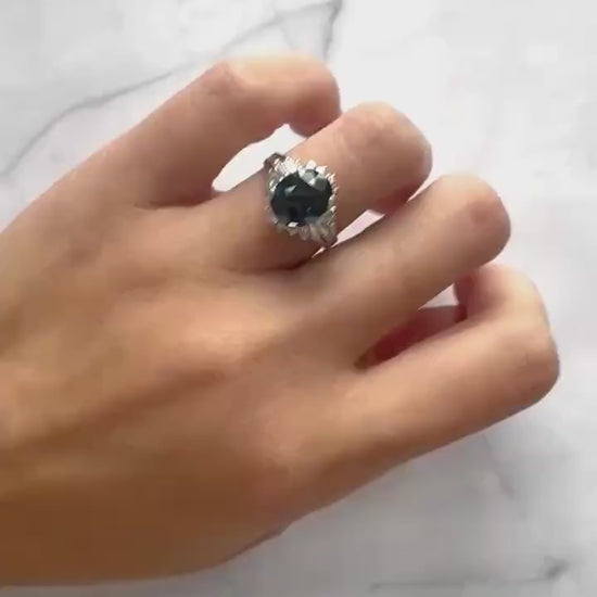 3.27ct Natural Sapphire & Diamond Platinum Ring – Timeless Fine Jewelry