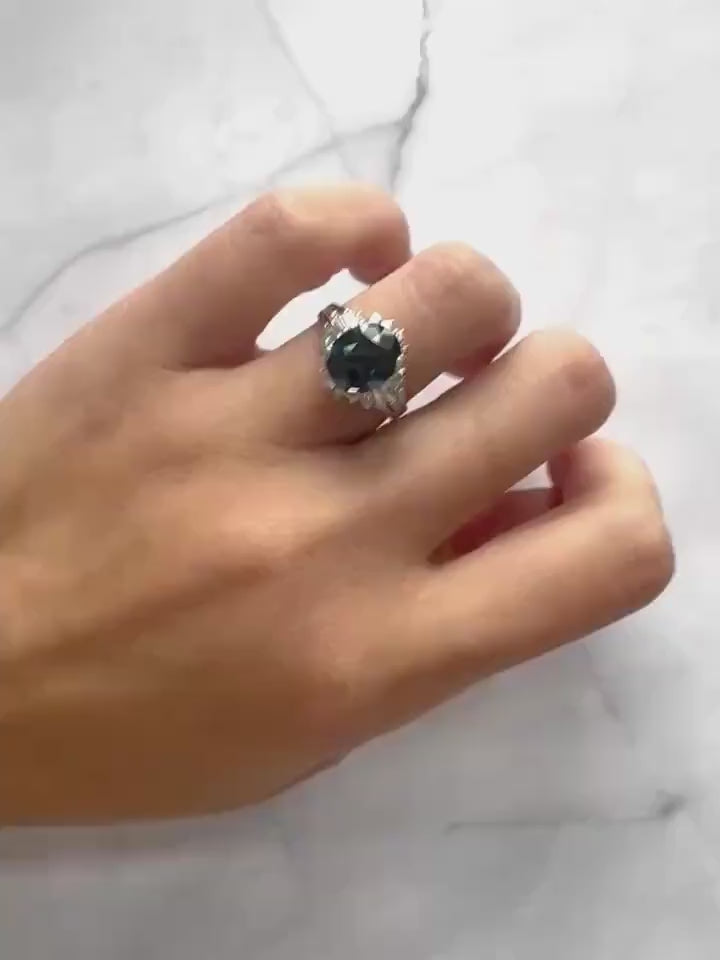3.27ct Natural Sapphire & Diamond Platinum Ring – Timeless Fine Jewelry