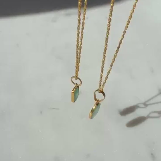 18K Solid Gold Emerald Lori Necklace – Minimalist Luxury Pendant - Dainty May Birthstone Pendant