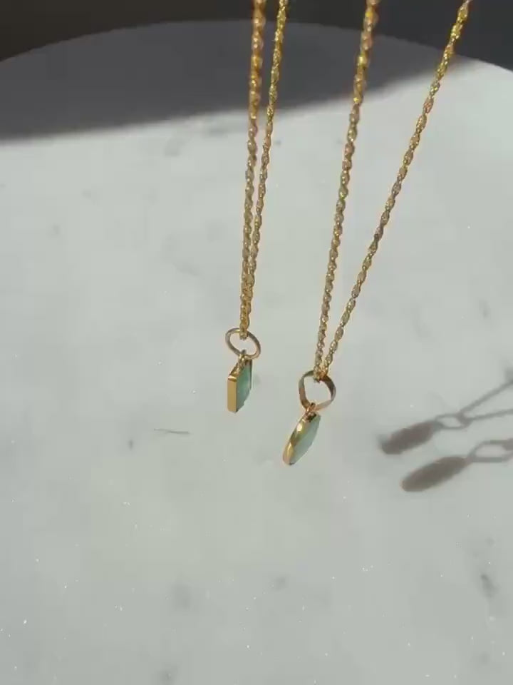 18K Solid Gold Emerald Lori Necklace – Minimalist Luxury Pendant - Dainty May Birthstone Pendant