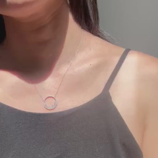 New 10 solid white gold with authentic natural diamonds necklace precious fine jewelry